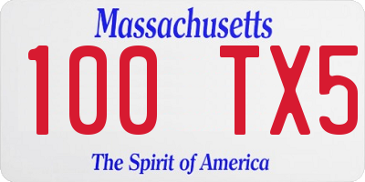 MA license plate 100TX5