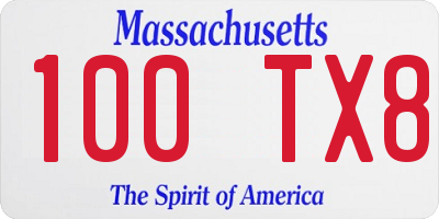 MA license plate 100TX8