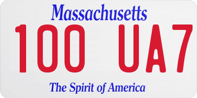 MA license plate 100UA7