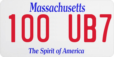 MA license plate 100UB7