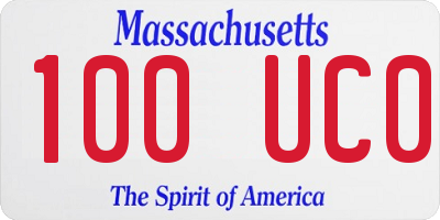 MA license plate 100UC0