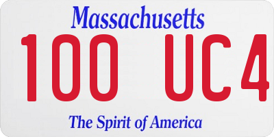 MA license plate 100UC4