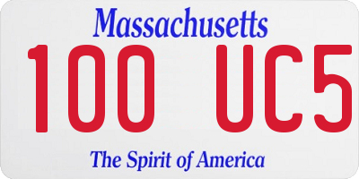MA license plate 100UC5