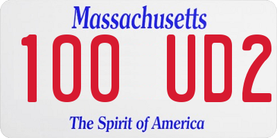 MA license plate 100UD2