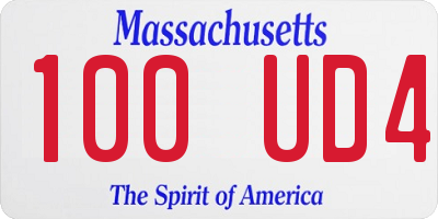 MA license plate 100UD4