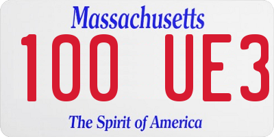 MA license plate 100UE3