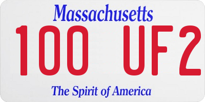 MA license plate 100UF2