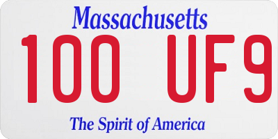 MA license plate 100UF9