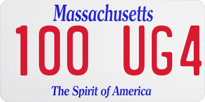 MA license plate 100UG4