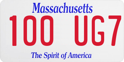 MA license plate 100UG7