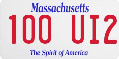 MA license plate 100UI2