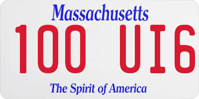 MA license plate 100UI6