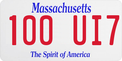 MA license plate 100UI7