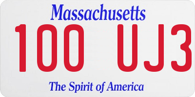MA license plate 100UJ3