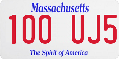 MA license plate 100UJ5