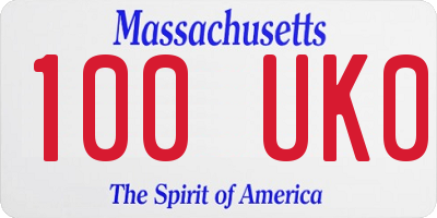 MA license plate 100UK0