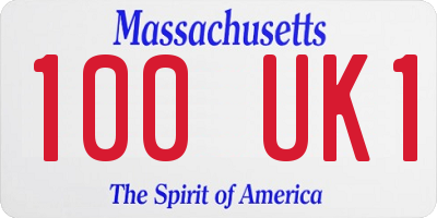 MA license plate 100UK1
