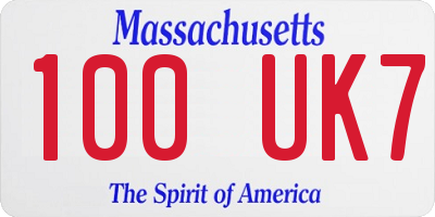 MA license plate 100UK7