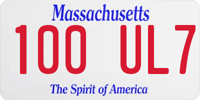 MA license plate 100UL7