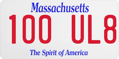 MA license plate 100UL8