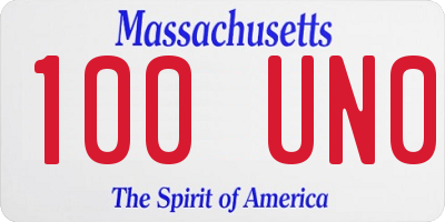 MA license plate 100UN0