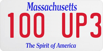 MA license plate 100UP3