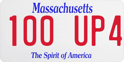 MA license plate 100UP4