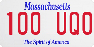 MA license plate 100UQ0