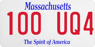 MA license plate 100UQ4