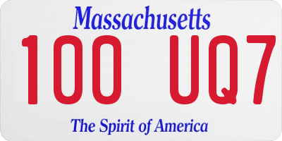 MA license plate 100UQ7