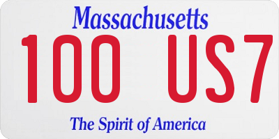 MA license plate 100US7