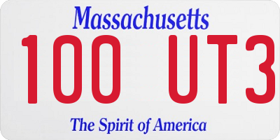 MA license plate 100UT3