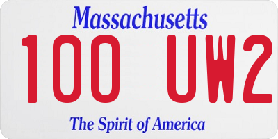 MA license plate 100UW2