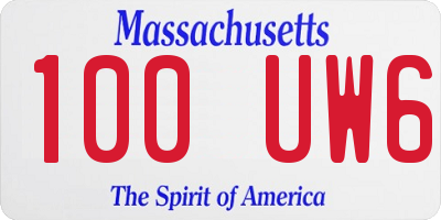 MA license plate 100UW6