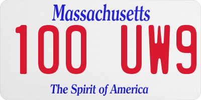 MA license plate 100UW9