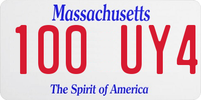 MA license plate 100UY4