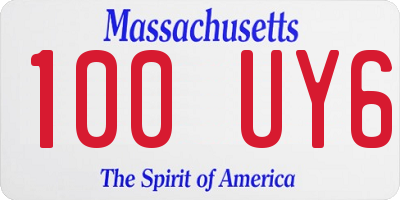 MA license plate 100UY6