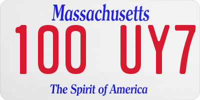 MA license plate 100UY7