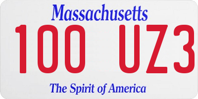 MA license plate 100UZ3