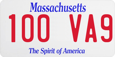 MA license plate 100VA9
