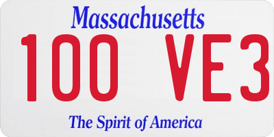 MA license plate 100VE3