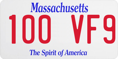 MA license plate 100VF9