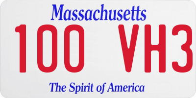 MA license plate 100VH3