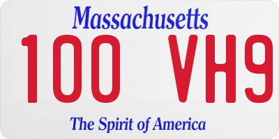 MA license plate 100VH9