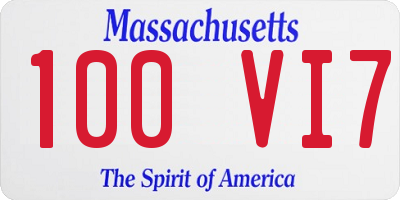 MA license plate 100VI7