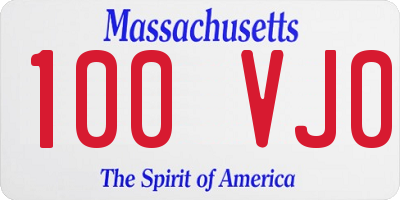 MA license plate 100VJ0