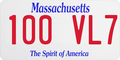 MA license plate 100VL7