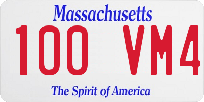 MA license plate 100VM4