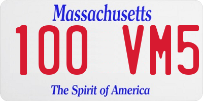 MA license plate 100VM5