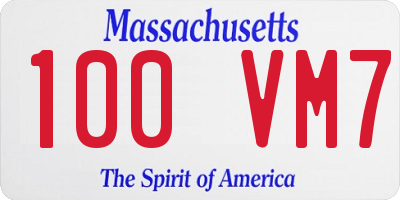 MA license plate 100VM7